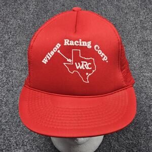 Vintage Wilson Racing Corp WRC Texas‎ Trucker Hat Red Cap Snapback USA Racing